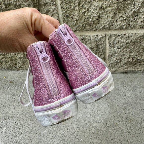 VANS Purple Glitter High-Top Sneakers Girls 13 Sk8-Hi Boots Toddler Girl VGUC - Picture 11 of 13